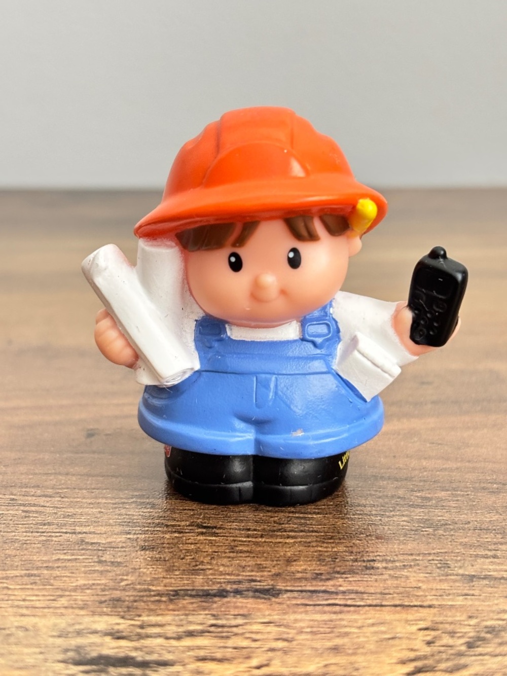 Fisher Price Little People Construction Worker Phone Blue Prints Toy Figure 2002